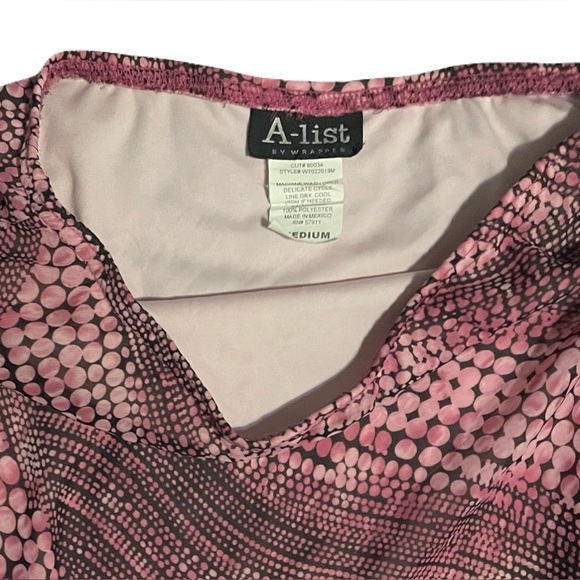 A-List Brand Women’s Sz Medium Pencil Lettuce Trim Pink/Brown Skirt - Picture 4 of 4